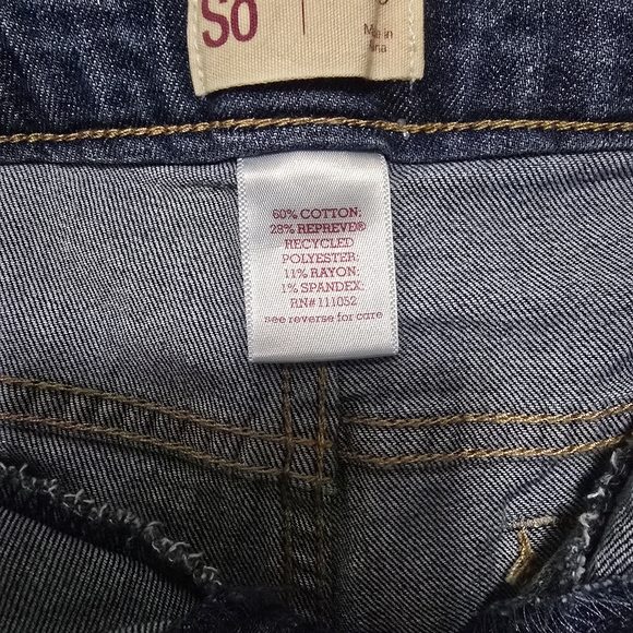 SO Women's Dark Wash Distressed Bermuda Shorts - Picture 4 of 8